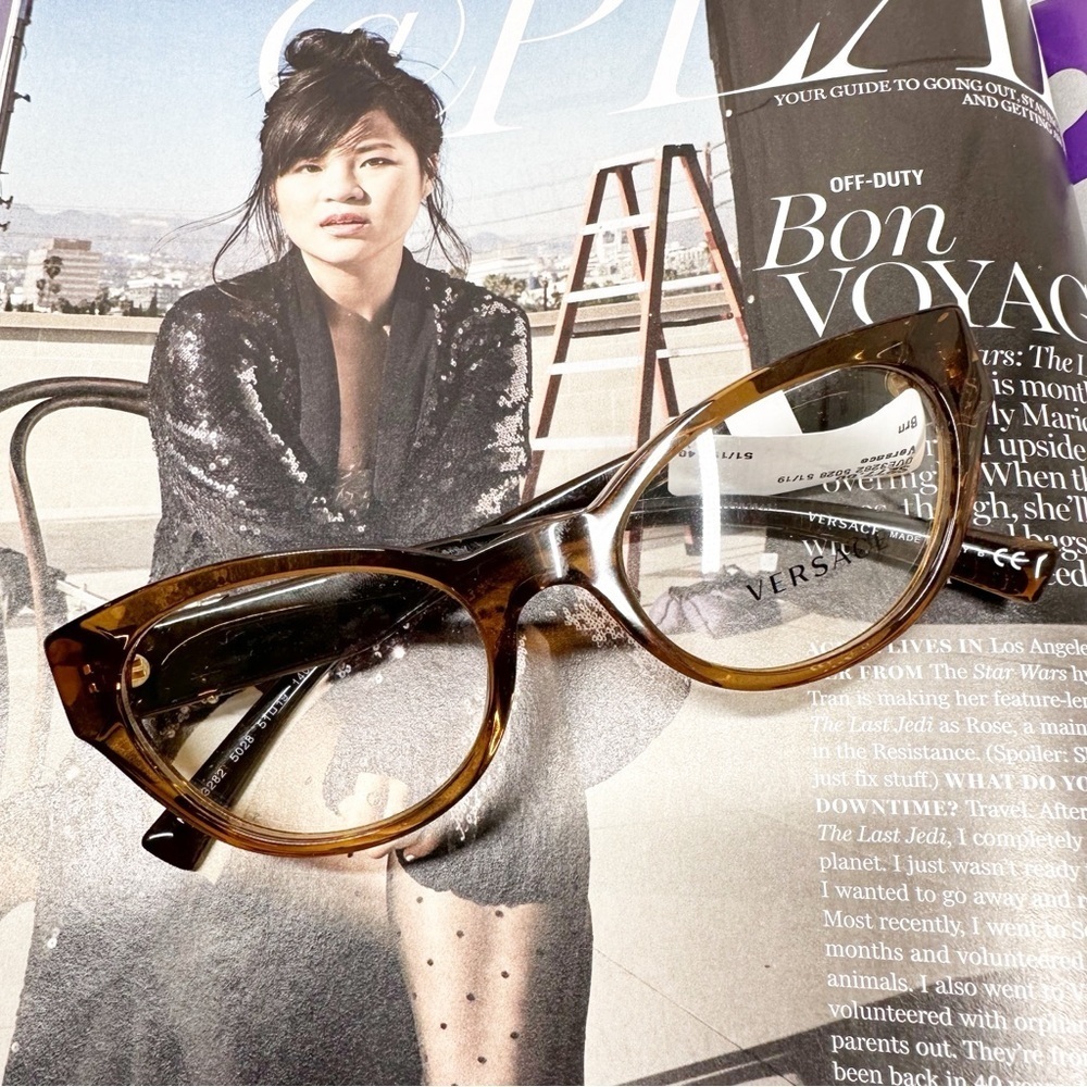 NEW VERSACE Cat Eye Brown Eyeglasses Frame